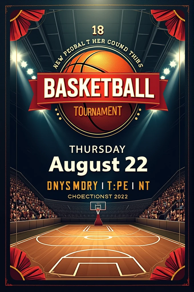 You can create an image of an invitation for the basketBall tournament of the inbev specializations on Thursday, August 22, covered court at 1 p.m.