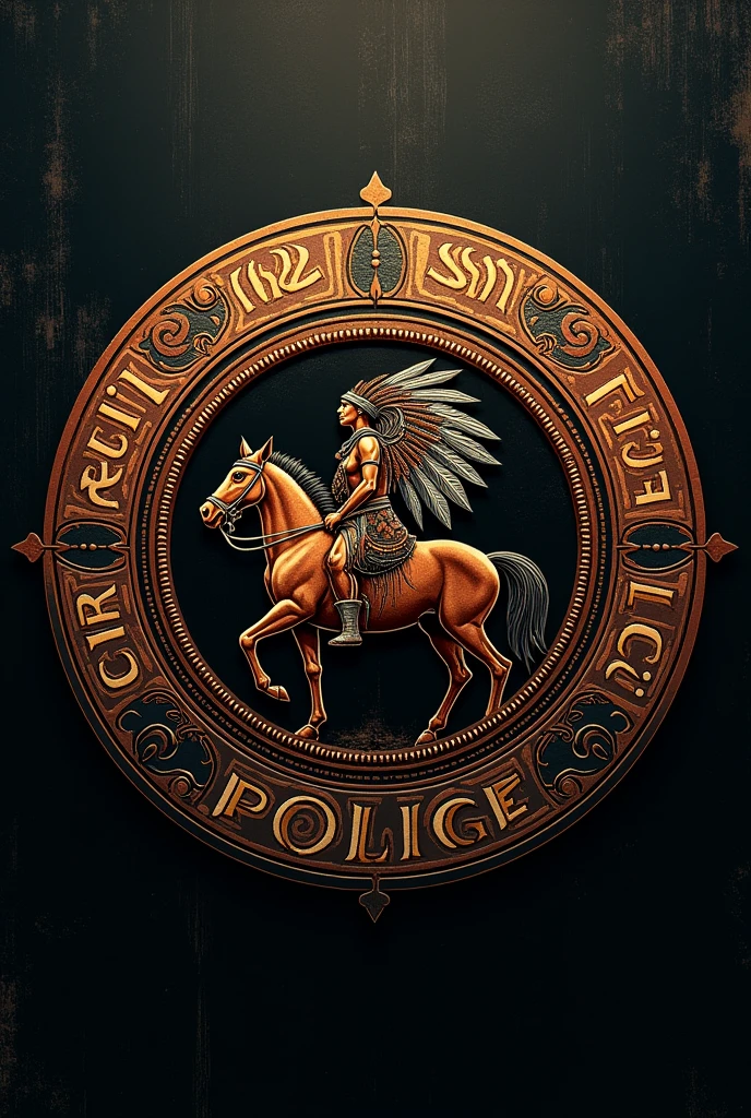 Design a circular image that says Charrua police