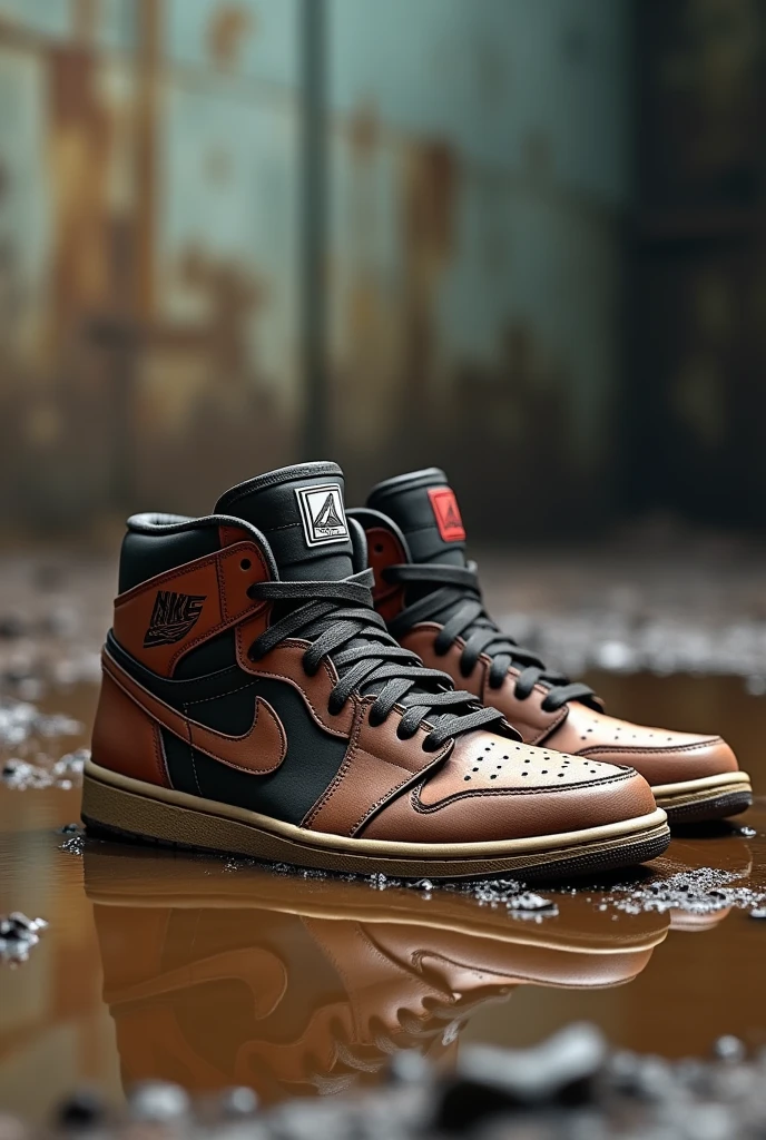 An image with some very dirty Nike Jordan 1 sneakers and the legend coming soon dirtier sneakers in a puddle of dirty water, You can put the UNITEC logo on the back