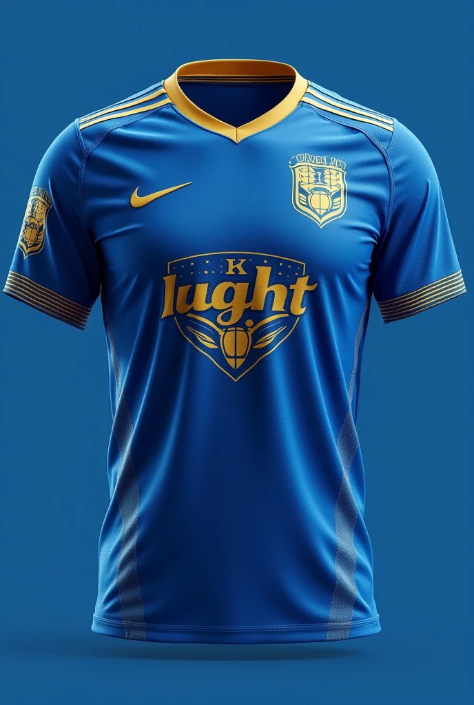 a slightly stronger light blue team shirt with weaker gold details, more details on the shirt with the IFMT symbol WITHOUT A HIGH COLLAR