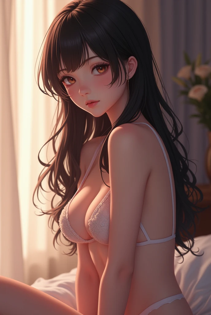 Make an anime woman who has no clothes