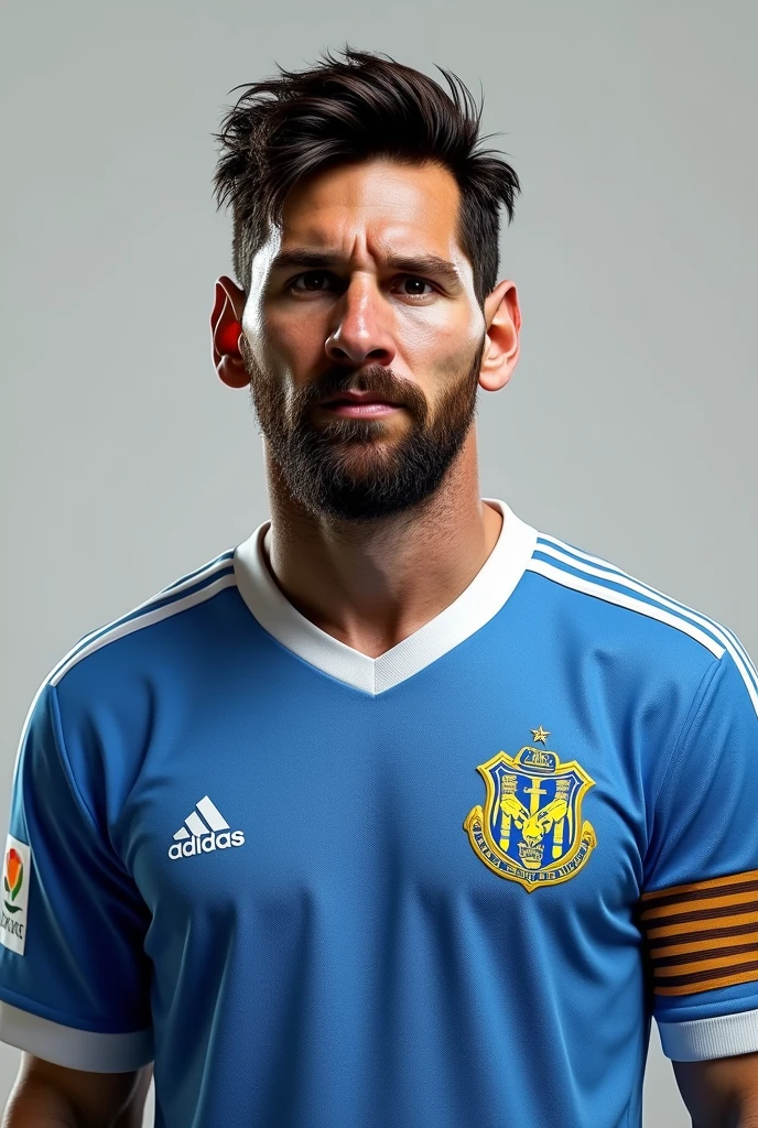 Generates an image of Messi wearing the Motagua shirt of the Honduran league 