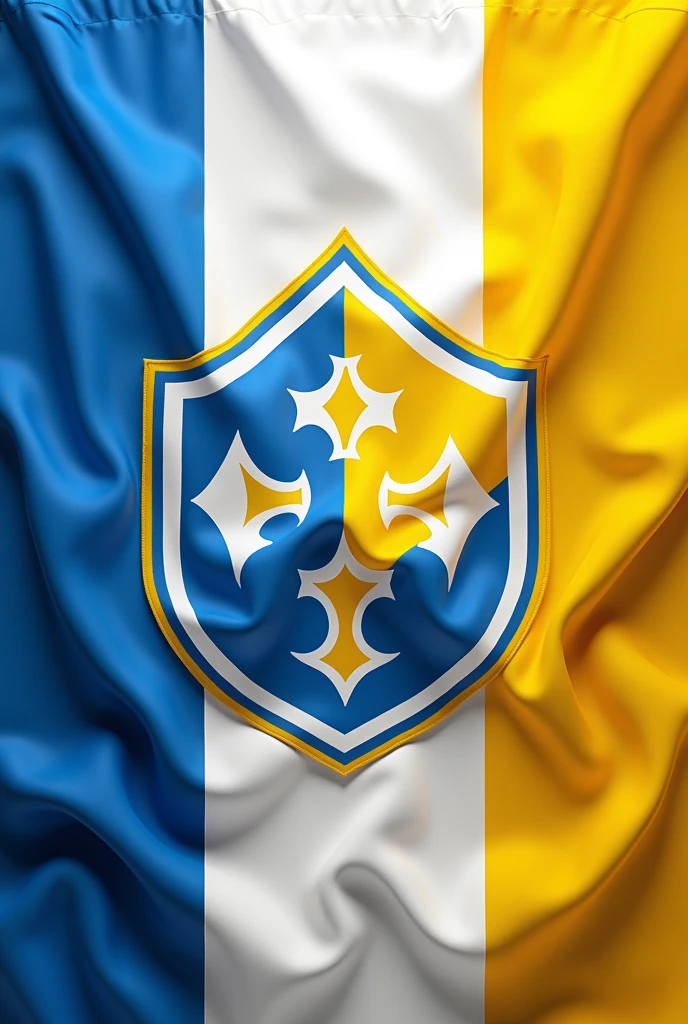 generates a flag with a logo with the colors white,blue and yellow