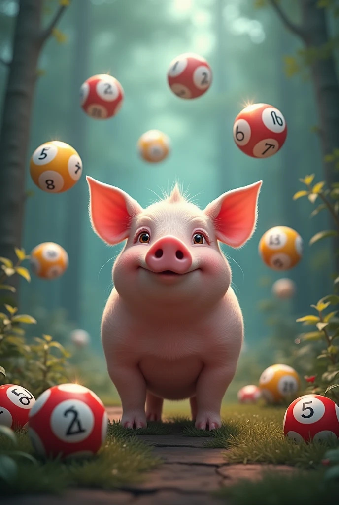 6 lotto balls , pig , dream , Tell in Arabic numerals