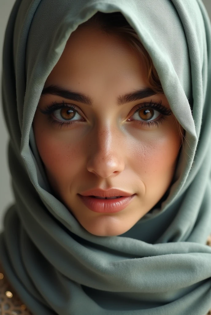 photorealist of algerian woman with hijab brown eyes very beautiful and natural
