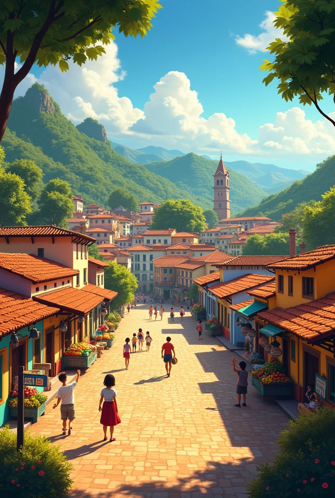 A Disney Pixar poster of a Brazilian town with a sign saying Welcome to Caçapava 