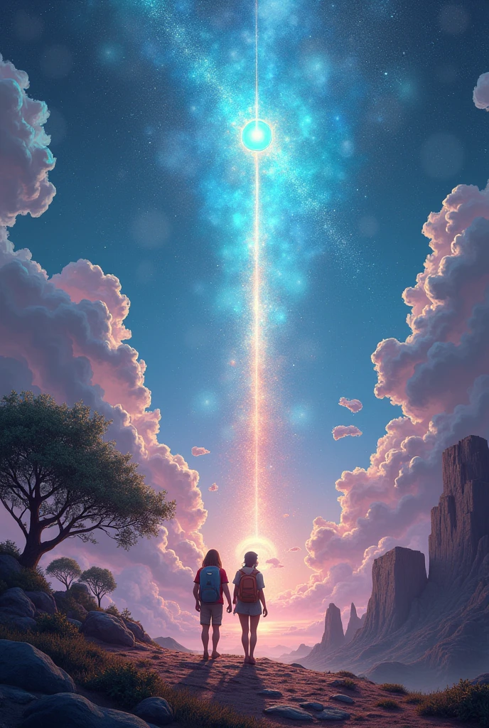create 2 images of The Adventures of Liz and Jhon Luis: A Magical Journey Through Time and Space . u v