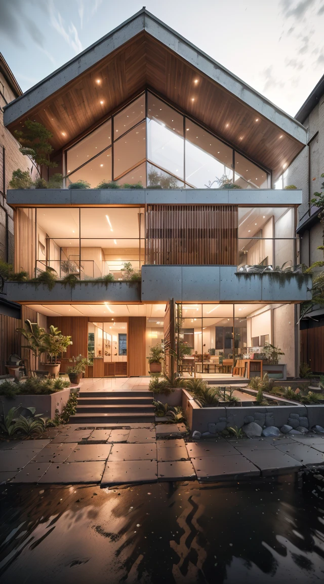 Drug store, glass house with sloping roof, Modern, dynamic (RAW Photos, Genuine, 最high quality, masterpiece:1.2), (hyper Genuineistic, photo-Genuineistic:1.2), high quality, (Dim lighting:1.2), Perfect lighting, Arch Daily
