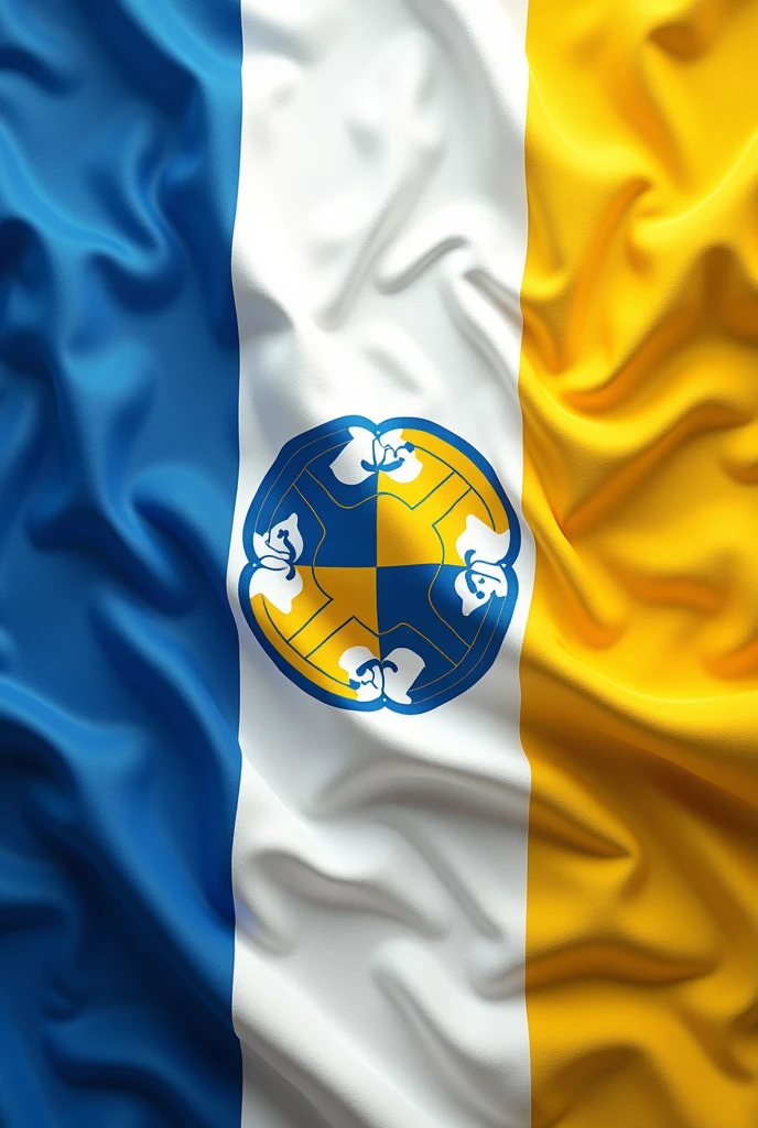 generates a flag with a logo with the colors white,blue and yellow