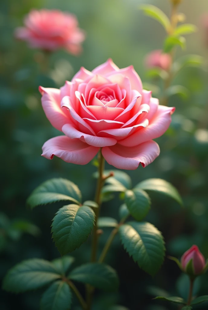 Pink rose in the garden