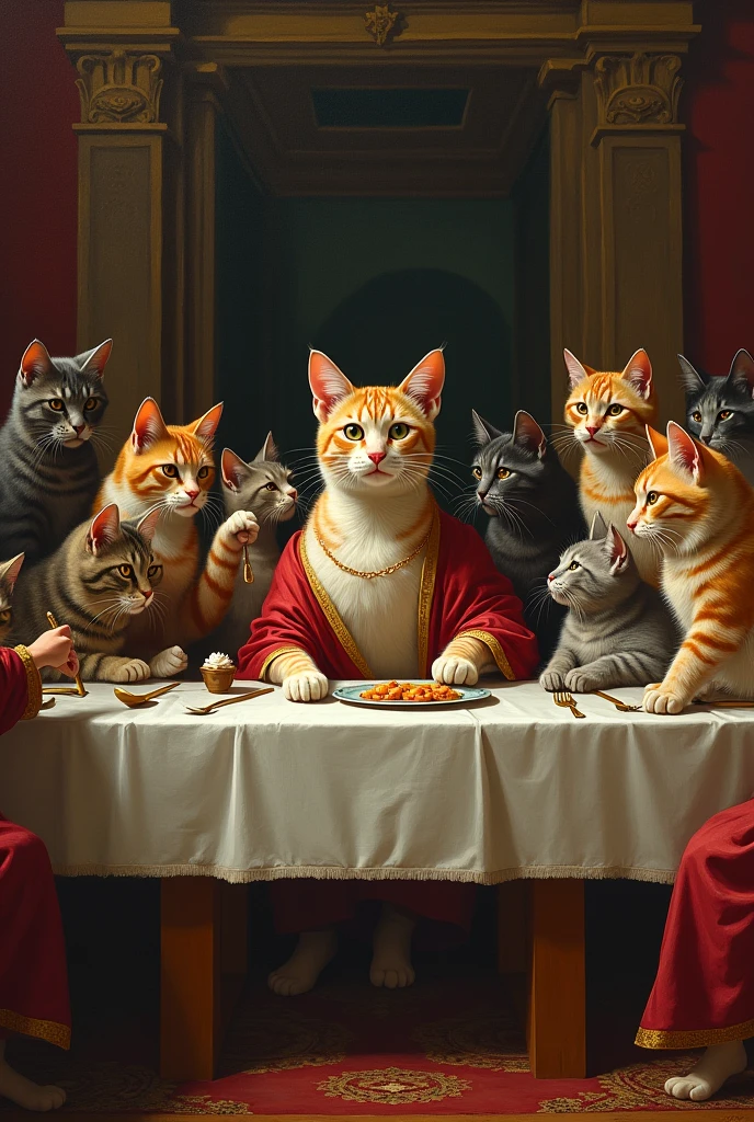Cat in artwork the last supper