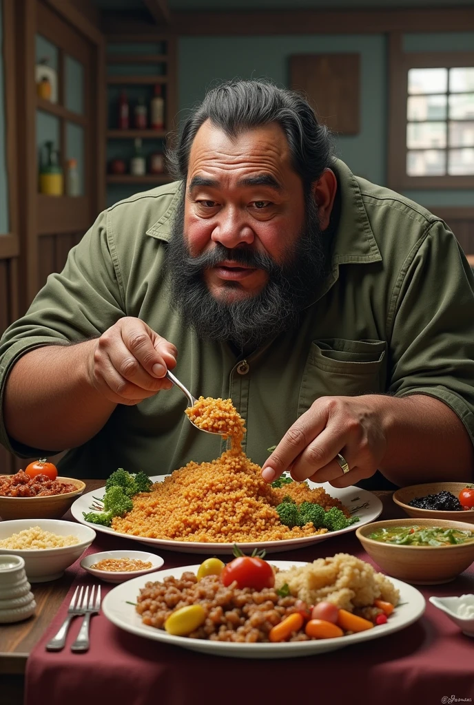 The big fat Bolivian Quispe eating 