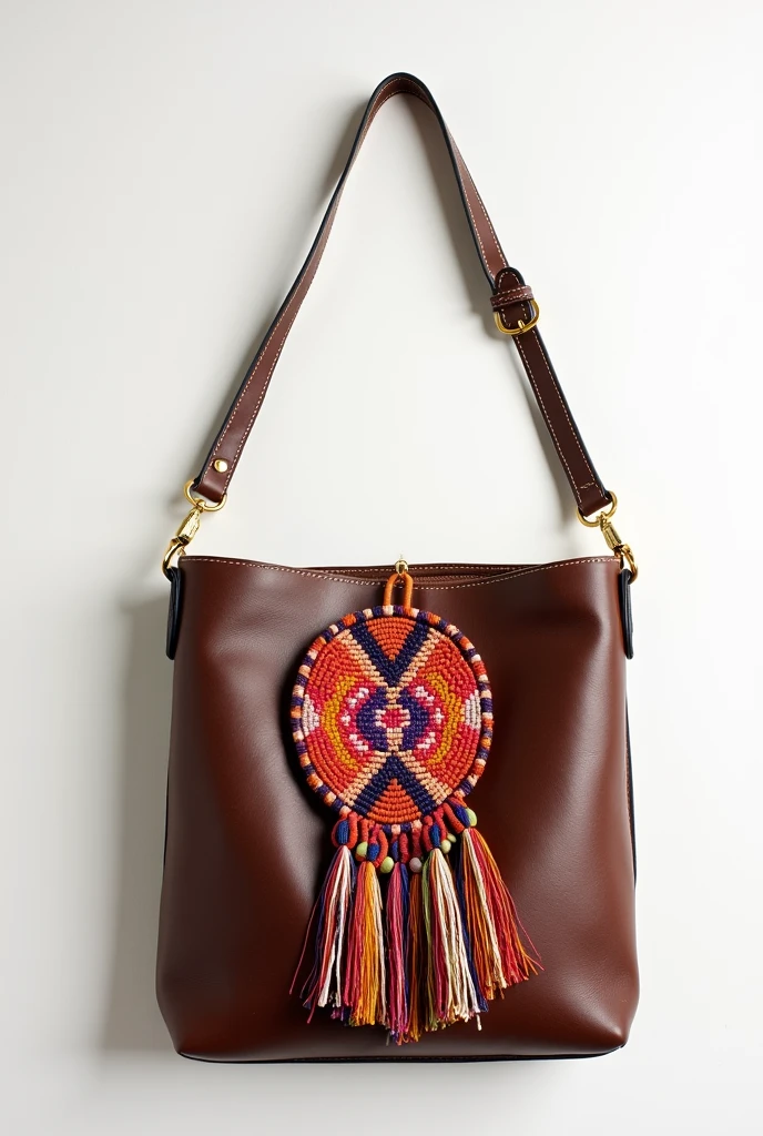 Purse with pendant with Aguayo and white background 

