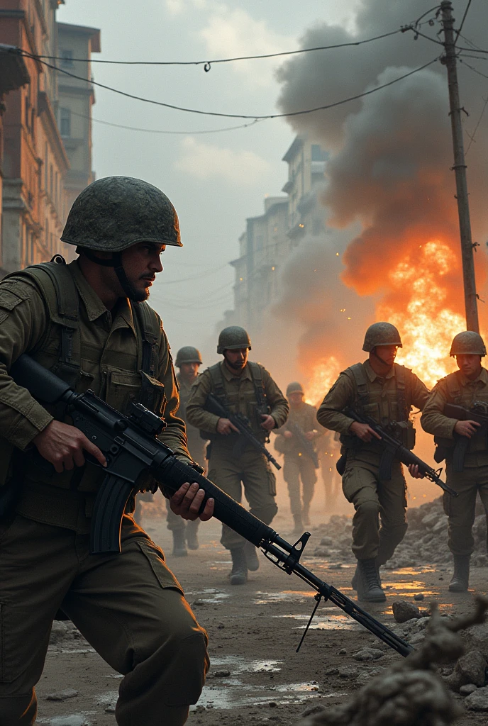 Ukraine and Russia war bombs and soldiers