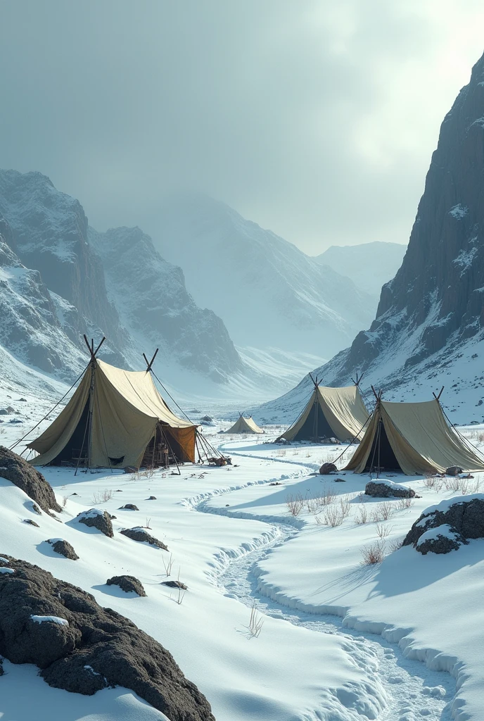 Forgotten camp in the snow 