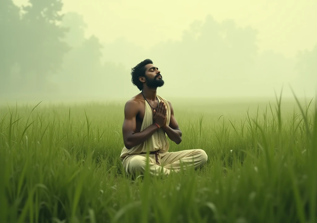 Hindi man praying grass landed