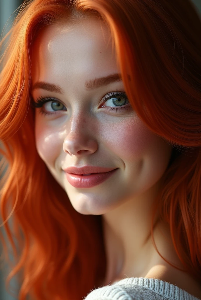 red hair beautiful attractive , full hd full 8k full realista reslita 8k