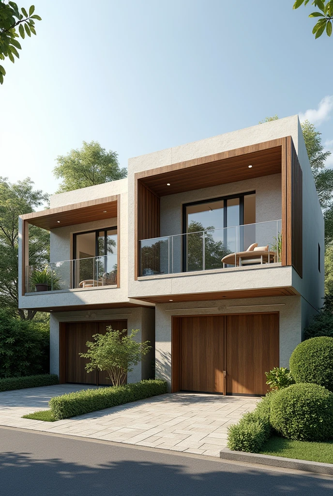 Create a structured housing with 2 double storey terrace, simple with nice view
