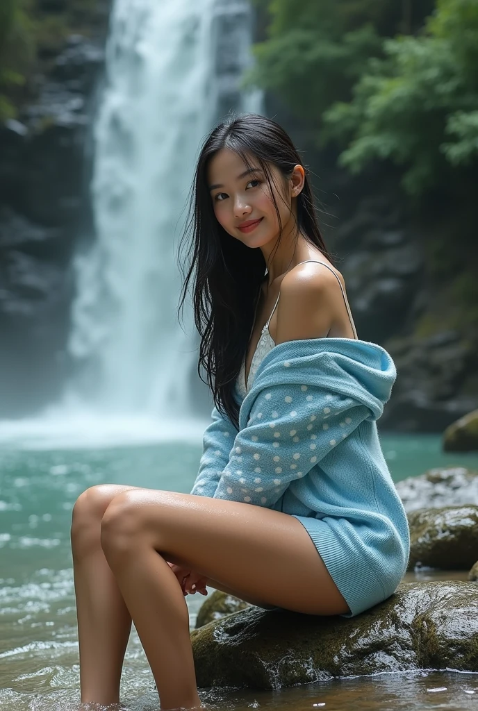 best qualtiy、masterpiece、photoRealstic、intricate-detail、Raw foto、Photon Rendering、Octane Rendering、absurderes、ultra-detailliert、A detailed face、Detailed skin、Trending in art stations、8K Masterpiece、lighting like a movie、( (1girl in))、((独奏) ))、((Behold))、CG Social Trends、Plastic En、((Black Long Hair))、((Beautuful Women))、(A smile)、show the grinps、Upper teeth、Fashionable、summer clothing、Hair that flutters in the wind、((Flowing hair))、fashion magazine、(A sexy)、((lighting like a movie))、((grass field))、((a heavy rain))、((stormy))、((Wet with rain))、((wetted skin))、((wetting hair))、((Wet clothes))、((Drenched))、((Underwear is see-through))