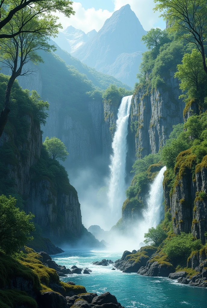 Nature and water falling down image