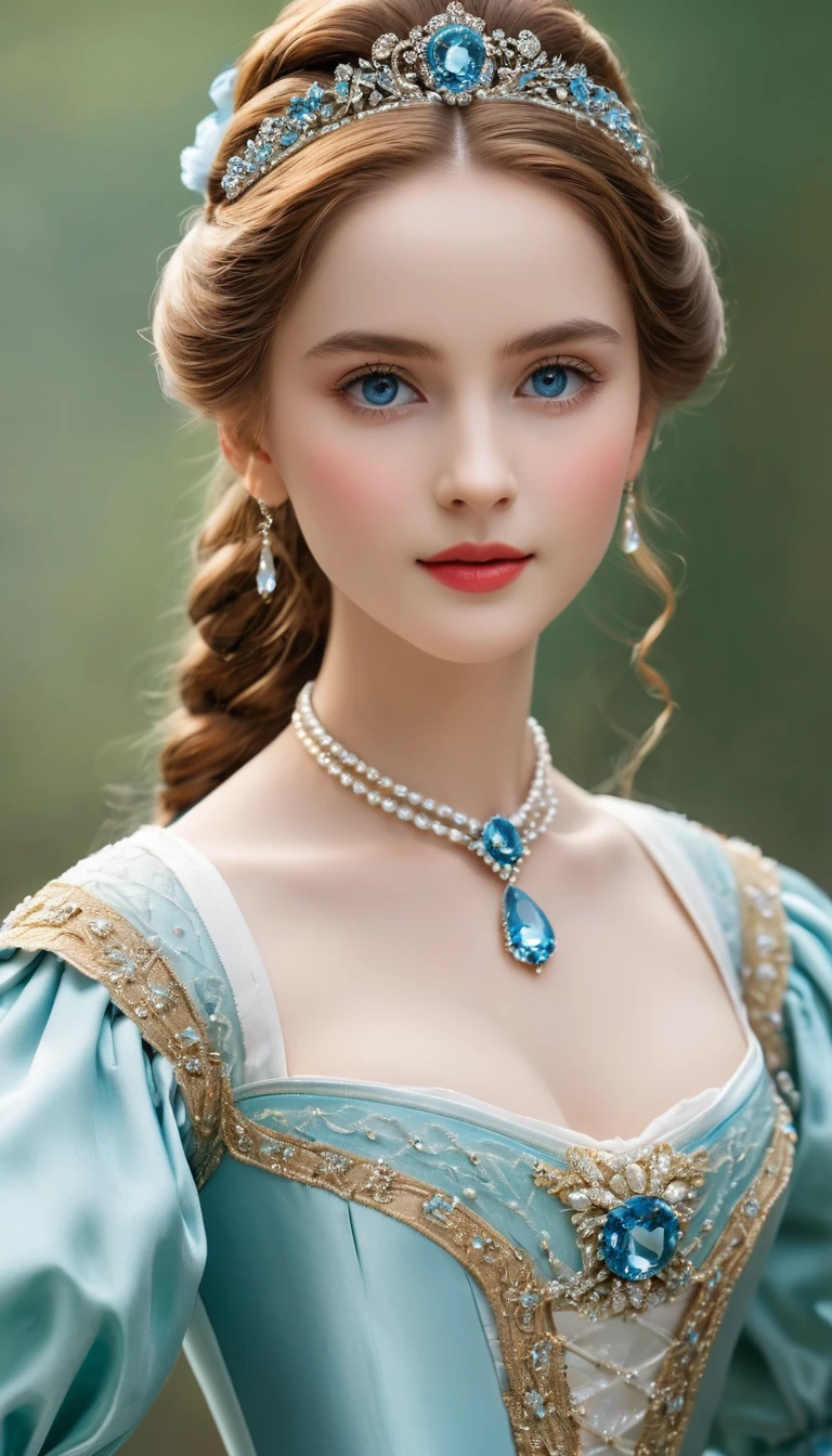 (high resolution,masterpiece:1.2),(Practical:1.37)"(best quality, high resolution, Very detailed, Practical),Beautiful portrait of a 19th century French ballerina, (She is half Scottish，Half Japanese., She is absolutely stunning..，With ice blue eyes and a high nose.:1.1), Exquisite ballet costumes, Detailed facial features, Slender and graceful neck, Aquamarine necklace, Flowing long hair, Calm and elegant posture, charm