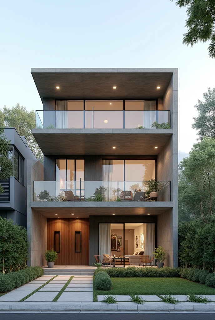Create a structured housing with double storey terrace, simple with nice view