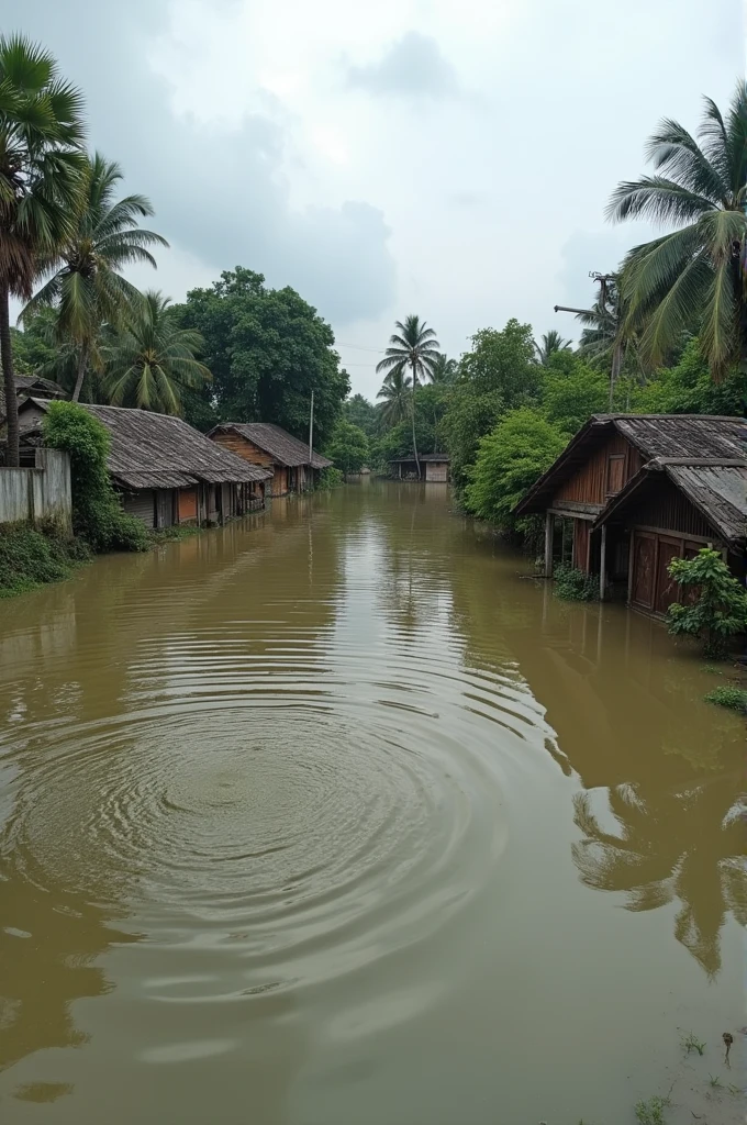 Most deadliest flood in Bangladesh  in village all. The house roof are sunk in the water not even roof are save
