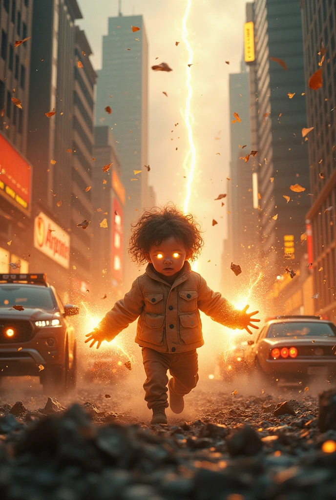 A child with telekinetic powers destroying the city