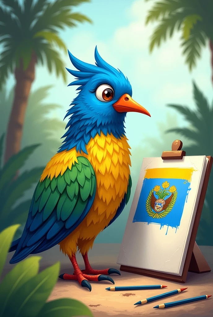 Torogoz with flag of El Salvador drawing