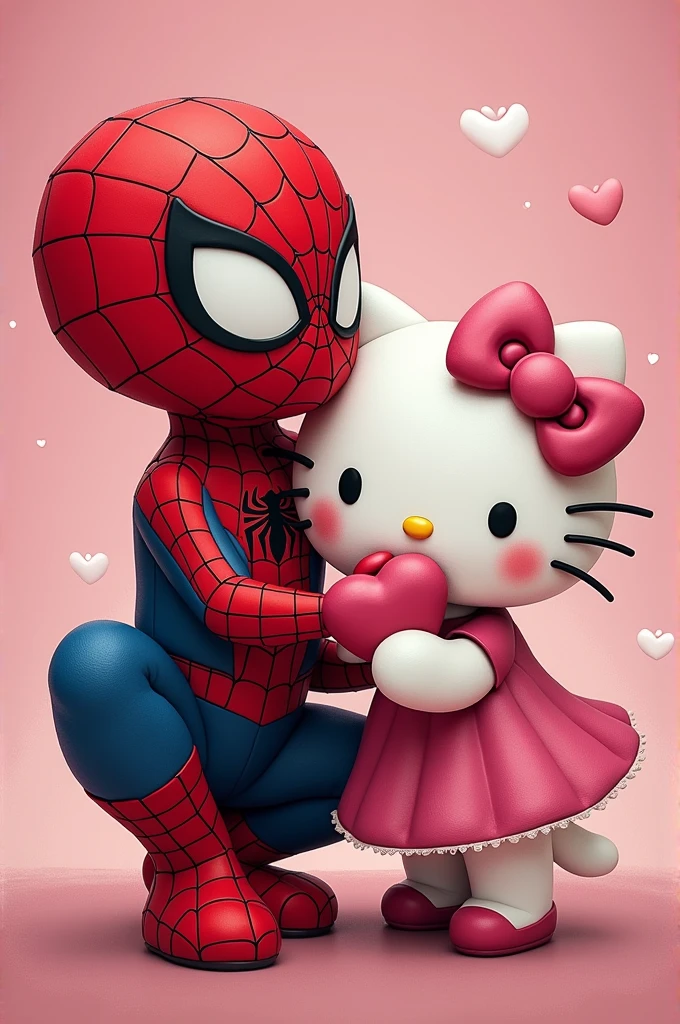 Spiderman y hello kitty chocandose