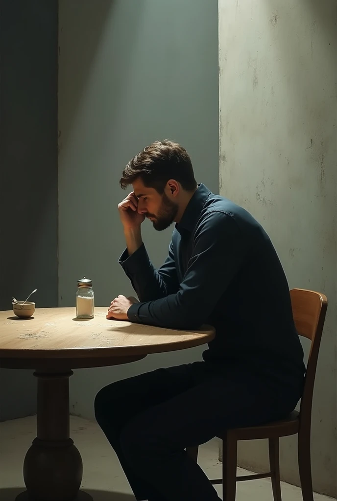 Man at table with salt