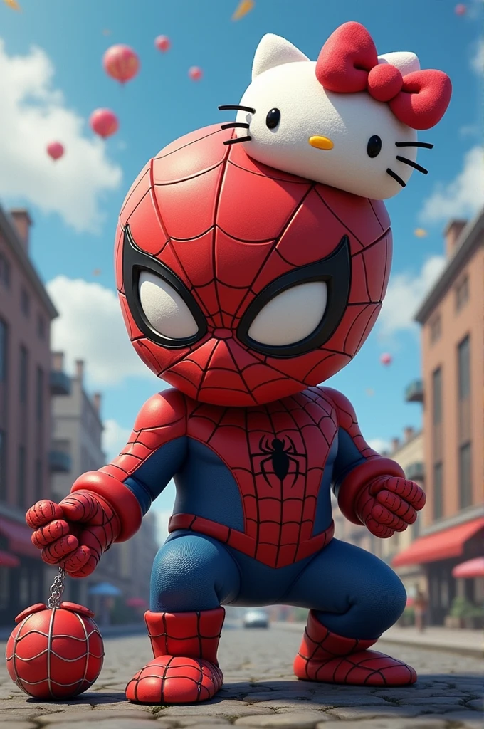 Spiderman salvando a hello kitty

