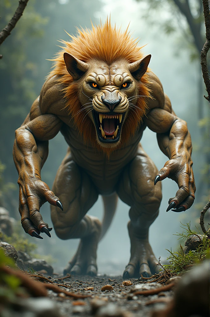 Frog mix lion dangerous mouth and body