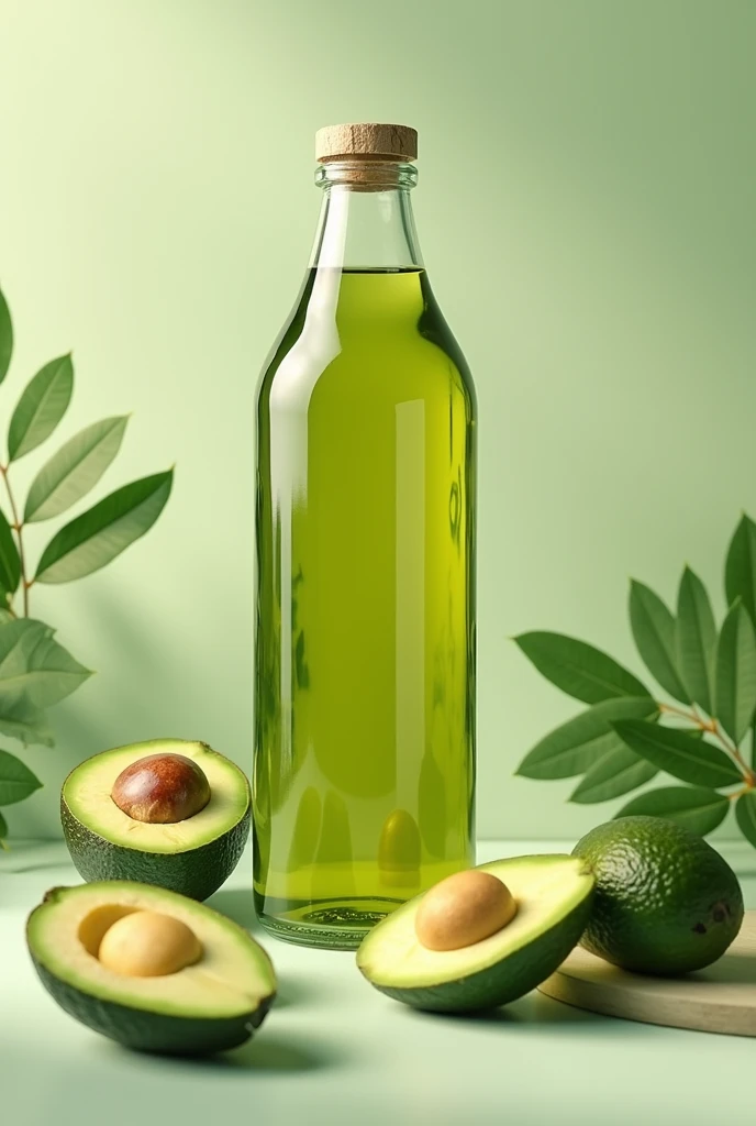 • Packaging Material: Use recyclable glass or recycled plastic bottles with tight-fitting caps to prevent oxidation..
• Packaging Design: Opt for green and white colors that reflect the freshness of the avocado. Include a transparent window to show the color of the oil.


