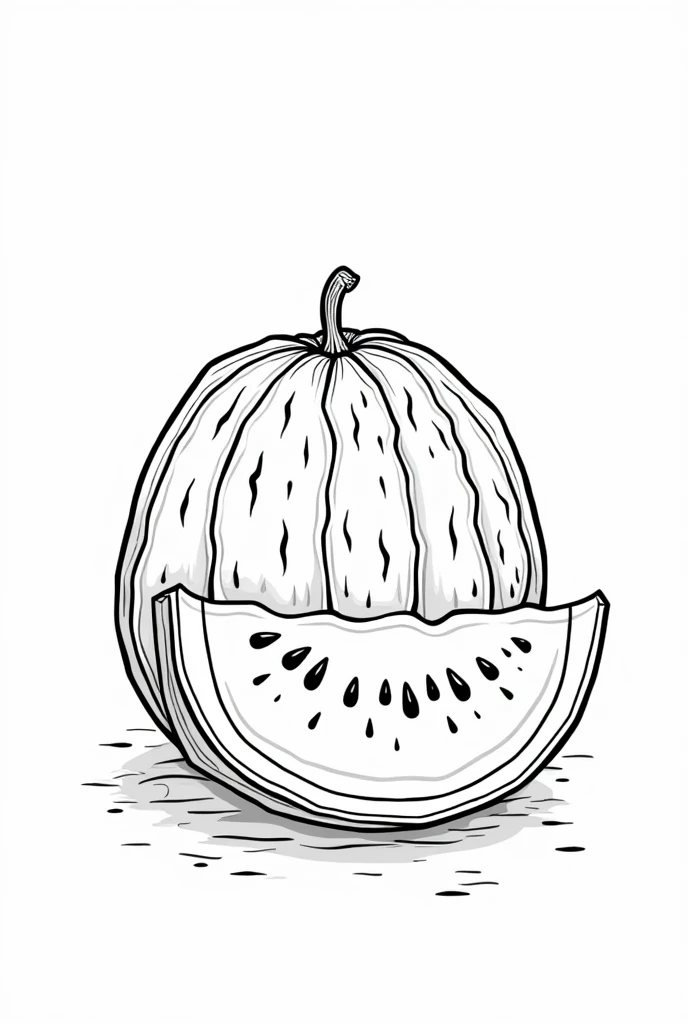 create watermelon image to color in black and white