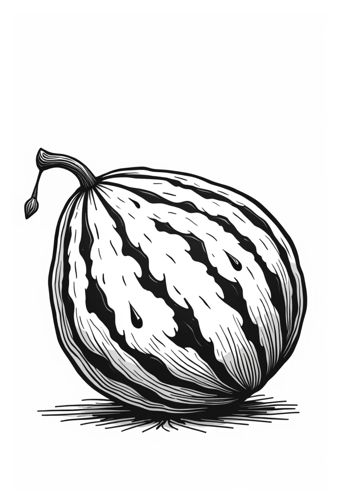create watermelon image to color in black and white