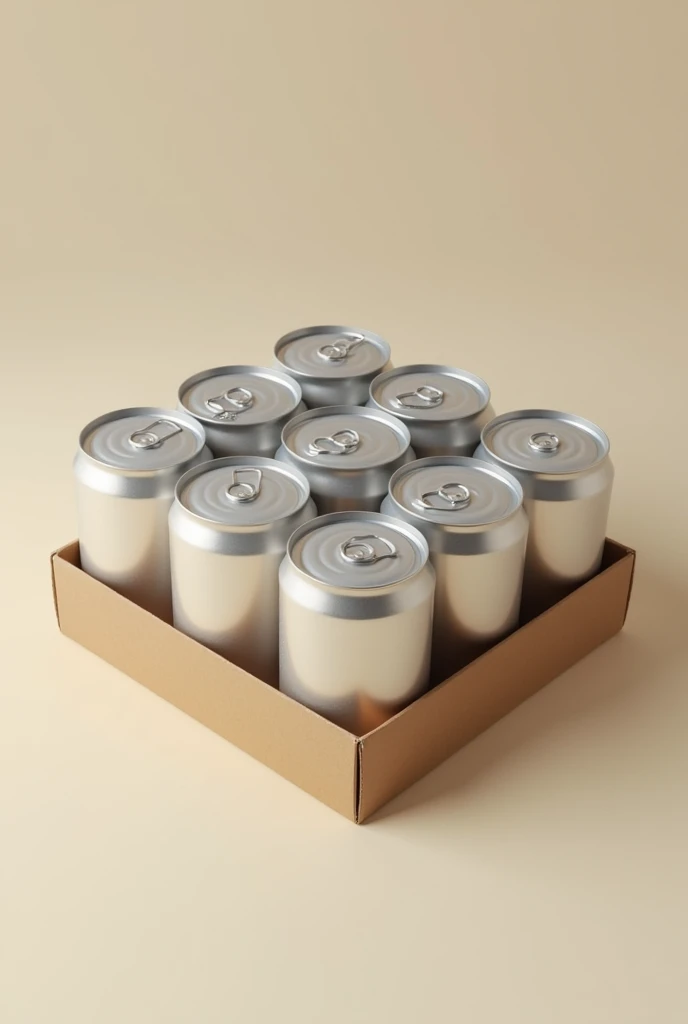 Cardboard tray with 12 cans stacked on 2 levels