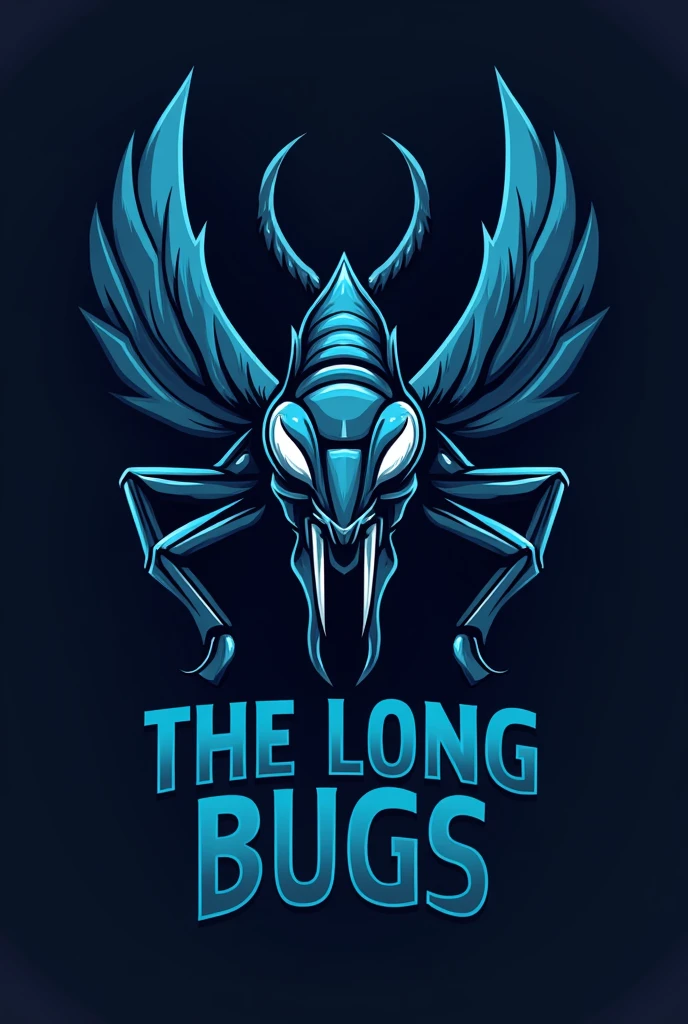 Logo of a football team with the name "THE LONG BUGS" with black and blue colors