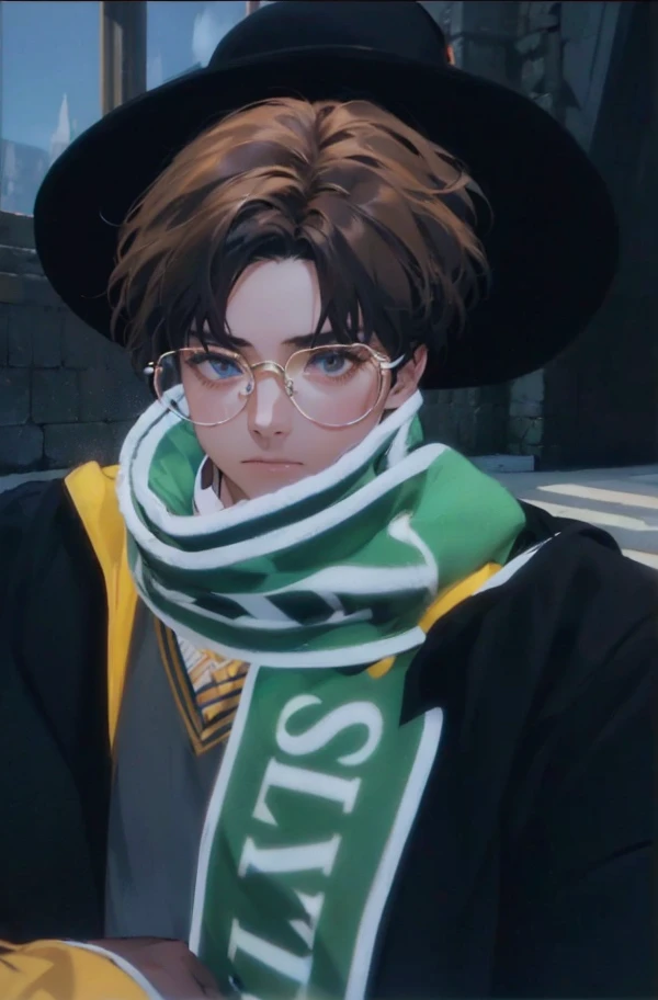 (best quality,4K,8ก,high resolution,Masterpiece:1.2),very detailed,(realism,photorealism,photo-realism:1.37),1 man,12 years,A man who is a child,handsome,Without expression..,proportional body.,short brown hair,ดวงตาสีฟ้าWearing a yellow coat,Wearing white-rimmed glasses,glare,A perfect face without any mistakes,Impressive gesture,Builder,Wearing a yellow coat,castle background,movie lights,Create HDR images,My hair is combed to the side.., 