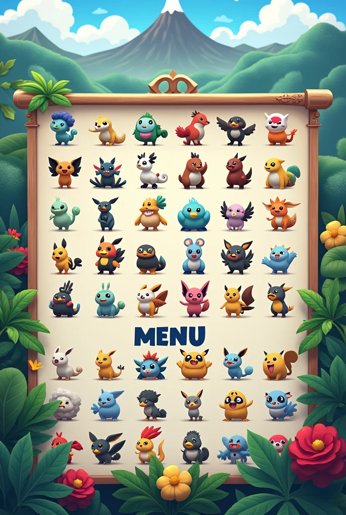 Create a menu with icons of a new pokemon go game in el salvador 