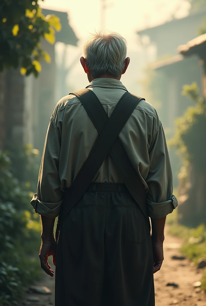 Old man standing with his back turned