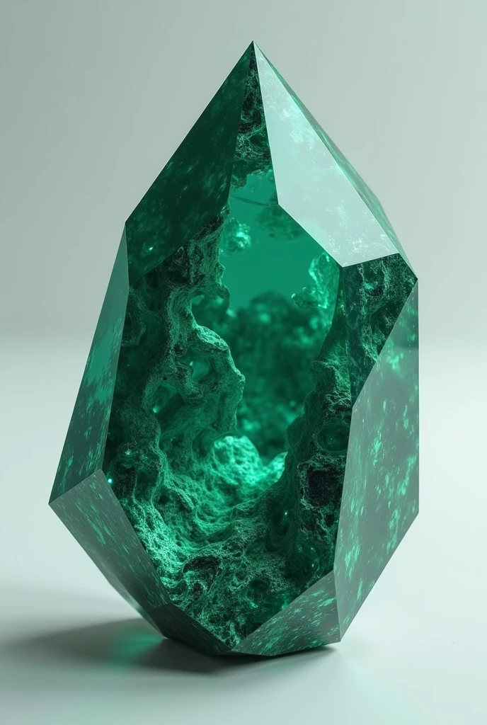 (photorealism:1.2), Malachite  in a prismatic shard  without background 