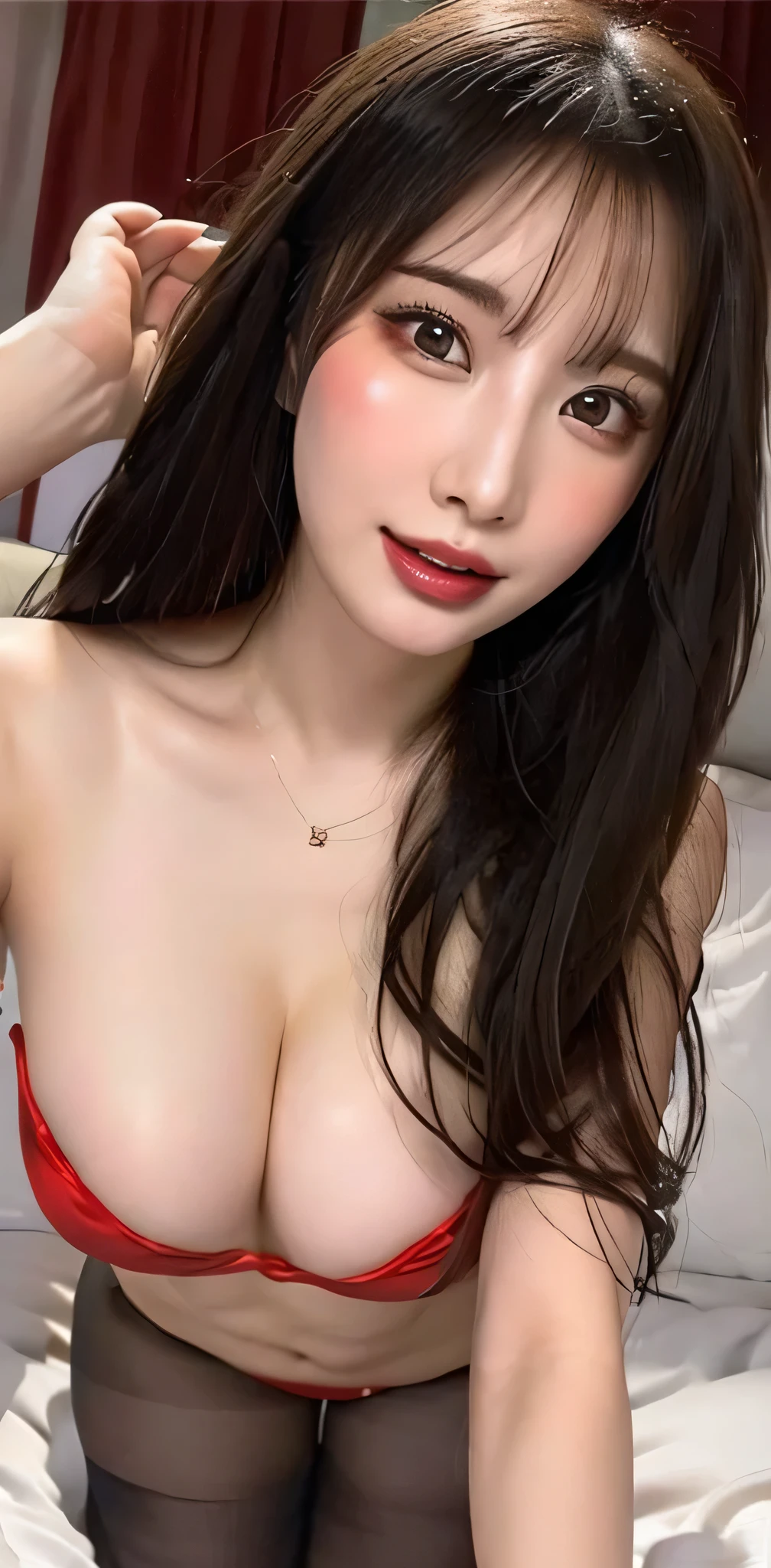 ((Inside the nightclub)), (RAW Photos: 1.2), Highest quality, Beautiful detailed, Bunny ears, smile, Highly detailed eyes and face, Beautiful attention to detail, Large file size, High resolution, High resolution, 8k wallpaper, The finer details, Highly detailed Ticker Uniform 8K Wallpaper, Light on the face, Cinema Lighting, 26 year old beauty, Sexy pose, (Photorealism: 1.4), figure, Surrealism, From below, Super Detail, Tabletop, playboy bunny suit, Fishnet stockings Pantyhose, Big Breasts:1.95、Saggy breasts、