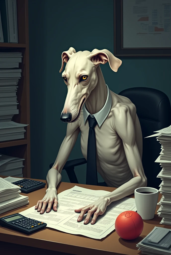 Stressed greyhound accountant breed dog 