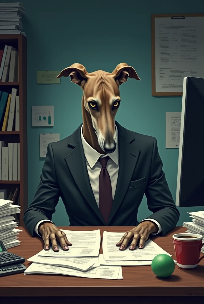 Stressed greyhound accountant breed dog 