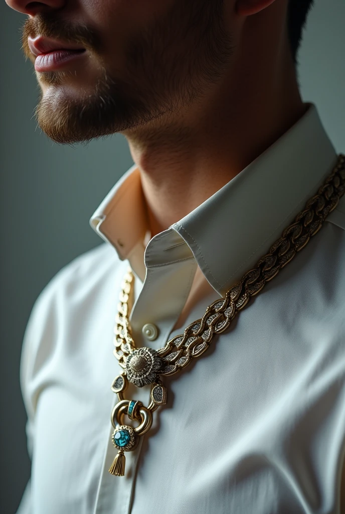 Men's collar with necklace