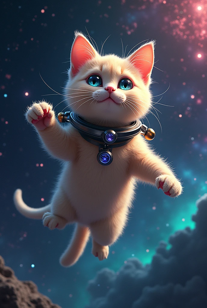 Create me a weird and funny space cat