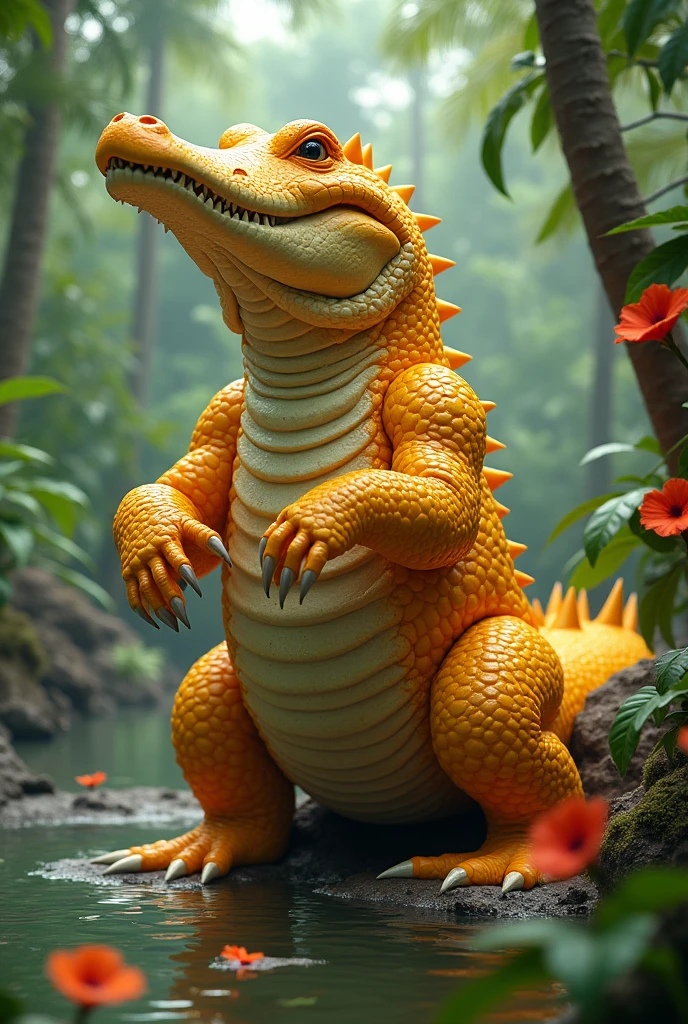 An alligator combined with a mango