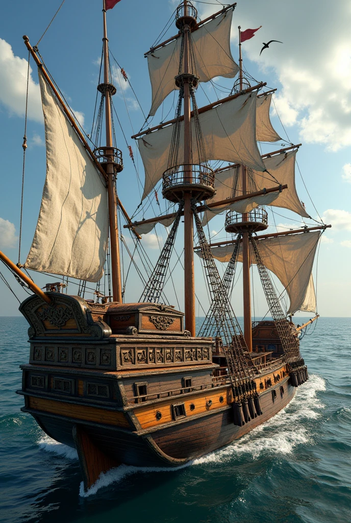 Side view of Pirate ship with treasure chest in it treasure chest should be visible