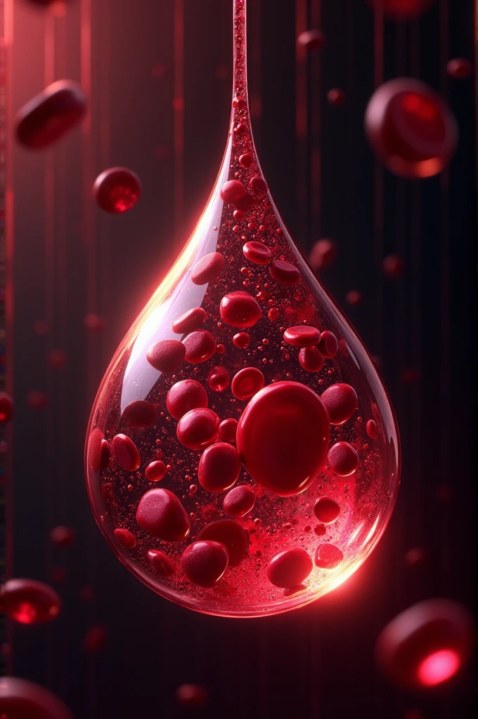 An illustration of blood (a drop of blood with cellular elements inside).